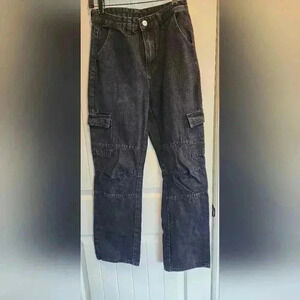 Shein black wide leg cargo jeans